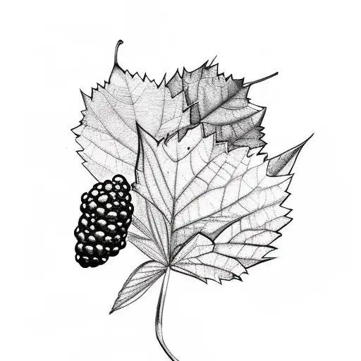 blackberry on leaves tattoo design idea