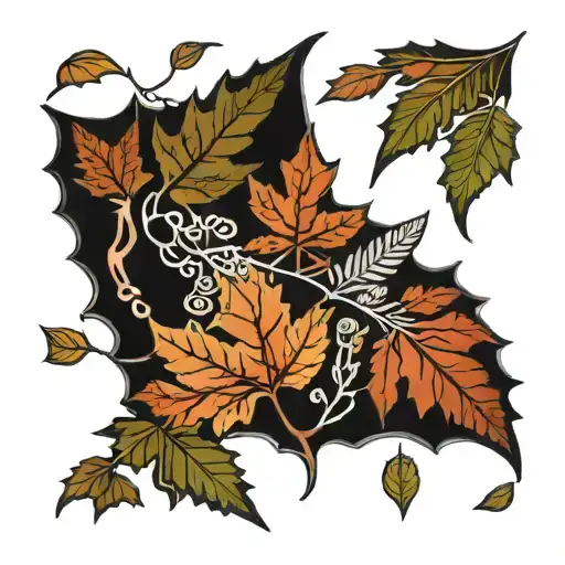 silver fern and maple leaf tattoo design idea