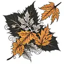 silver fern and maple leaf tattoo design idea
