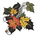 silver fern and maple leaf tattoo design idea