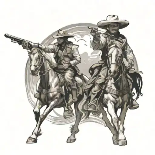 cowboy duel tattoo featuring tattoo design idea
