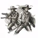 cowboy duel tattoo featuring tattoo design idea