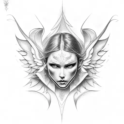 angel and demon  tattoo design idea