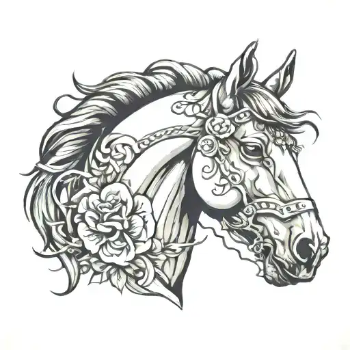 horse head tattoo design idea