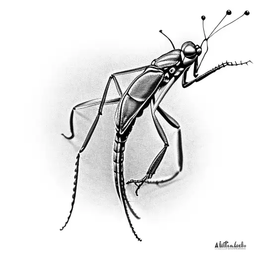 praying mantis tattoo design idea