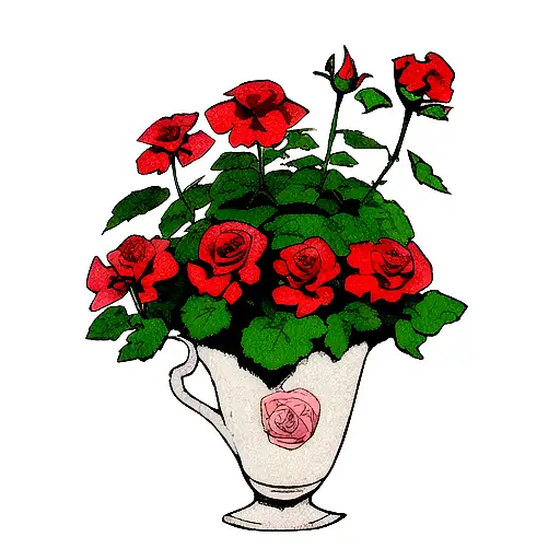a geranium and a rose, with band-aid on the stem tattoo design idea