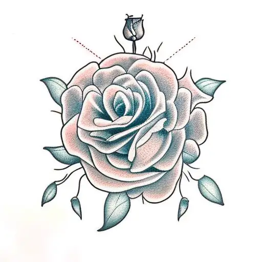 Geraniums with roses and band-aids tattoo design idea