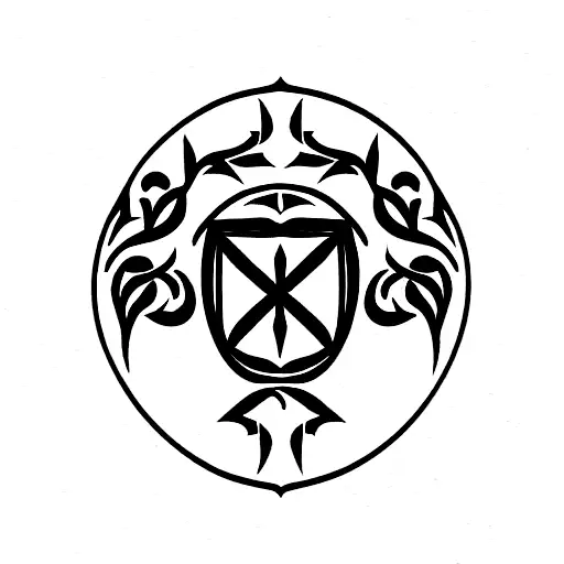 Ukrainian small silver coat of arms tattoo design idea