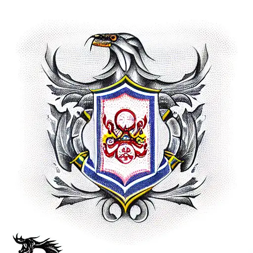 Ukrainian small silver coat of arms tattoo design idea