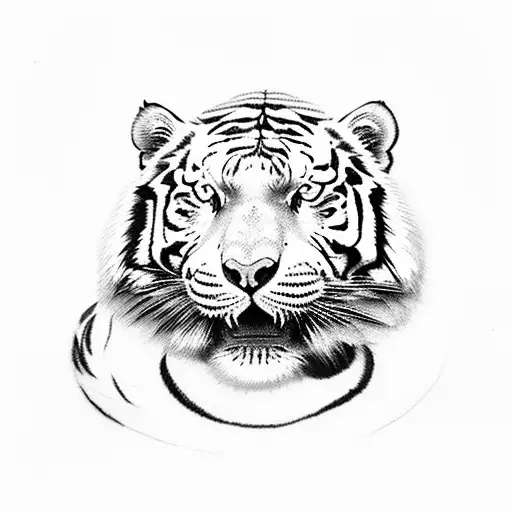 white tiger with red eyes and death stare. United States flag behind tiger tattoo design idea