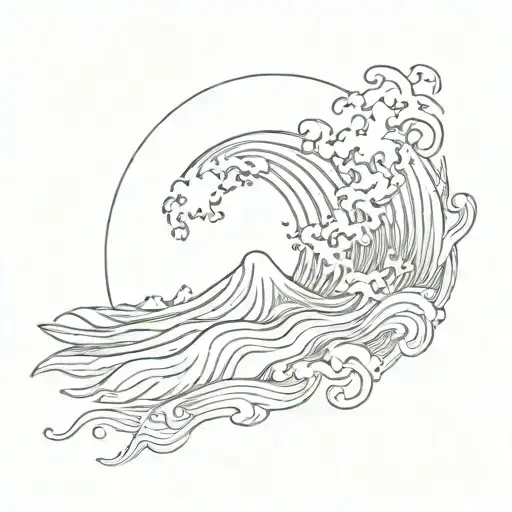 wave sun rays tattoo design idea