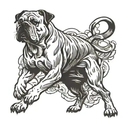 American Bulldog in a Kung Fu fighting pose tattoo design idea