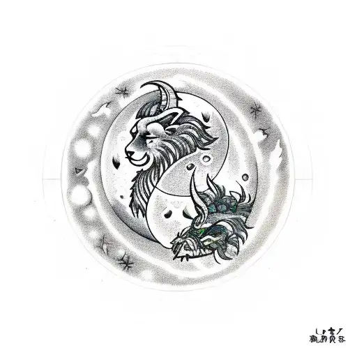 A moon along with the astrological signs, Leo, Aries and Taurus in the night sky with the Moon tattoo design idea