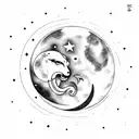 A moon along with the astrological signs, Leo, Aries and Taurus in the night sky with the Moon tattoo design idea