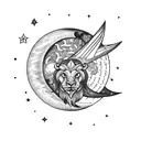 A moon along with the astrological signs, Leo, Aries and Taurus in the night sky with the Moon tattoo design idea