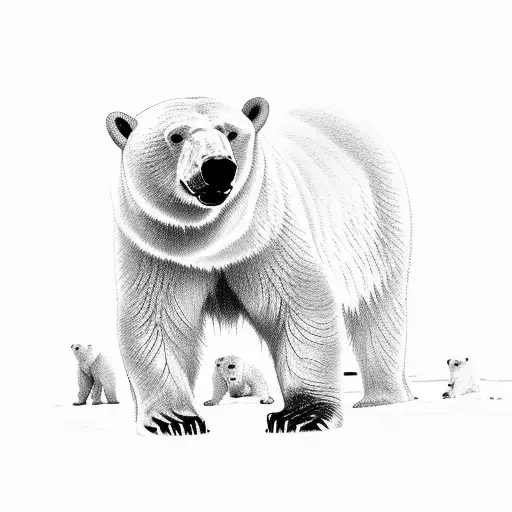 3 Polar bears playing tattoo design idea