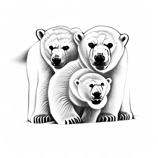 Polar Bear and 2 cubs tattoo design idea
