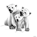 3 Polar bears playing tattoo design idea