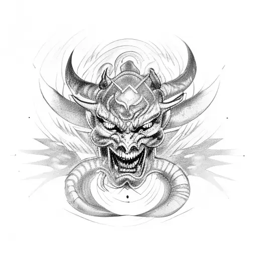 demon in a cage by knight of God tattoo design idea