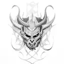 demon caged by knight of God tattoo design idea