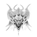 demon caged by knight of God tattoo design idea