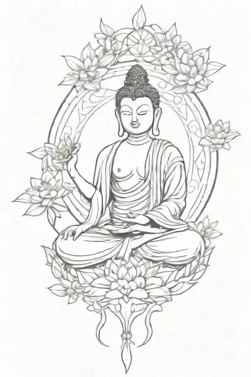Buddhist unilome simple tattoo design idea