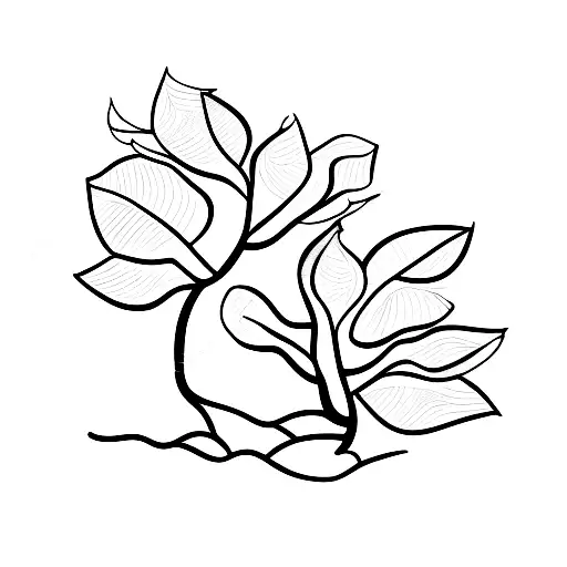 A minimalist tattoo of a mango tree with its vibrant fruits and leaves tattoo design idea