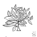 A minimalist tattoo of a mango tree with its vibrant fruits and leaves tattoo design idea