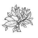 A minimalist tattoo of a mango tree with its vibrant fruits and leaves tattoo design idea