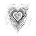 heart made out of two feathers tattoo design idea