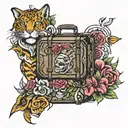 luggage bags tattoo design idea