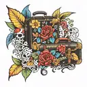 luggage bags tattoo design idea