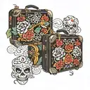 luggage bags tattoo design idea