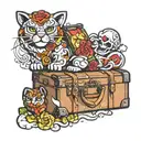 luggage bags tattoo design idea