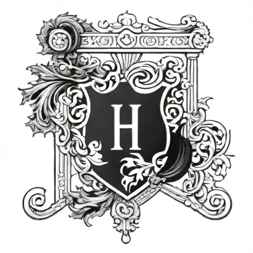 family crest with the letters H6, established 2006, and the words "Excellence through effort" tattoo design idea