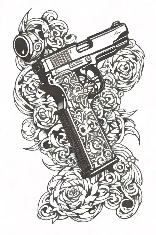 pistol tattoo design idea