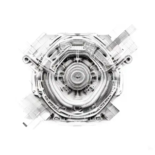 A collage of various car parts forming a unique and abstract design tattoo design idea