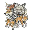 wolf and cubs tattoo design idea