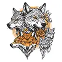 wolf and cubs tattoo design idea