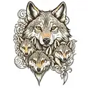 wolf and cubs tattoo design idea