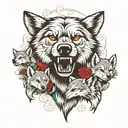 wolf and cubs tattoo design idea