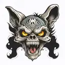 skull with wolf's coming out eyes and mouth open tattoo design idea
