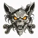 skull with wolf's coming out eyes and mouth open tattoo design idea