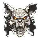 skull with wolf's coming out eyes and mouth open tattoo design idea