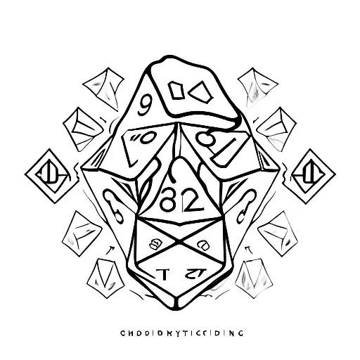 shadow demon controlling dice from behind tattoo design idea