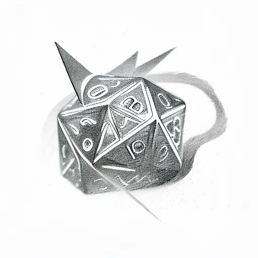 shadow demon controlling dice from behind tattoo design idea