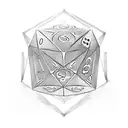 shadow demon controlling dice from behind tattoo design idea