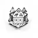 shadow demon controlling dice from behind tattoo design idea