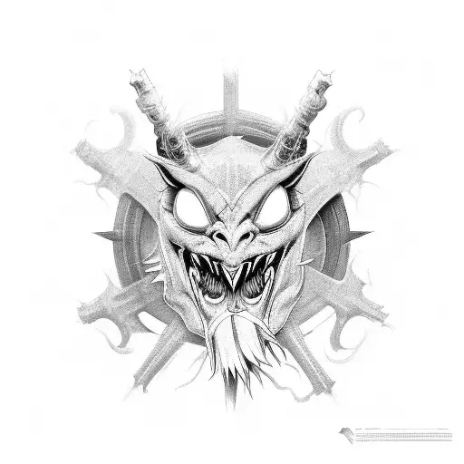 Cyber Sigil of a demonic mouth  tattoo design idea