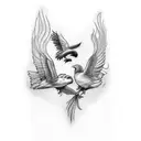 two Crow tattoo design idea